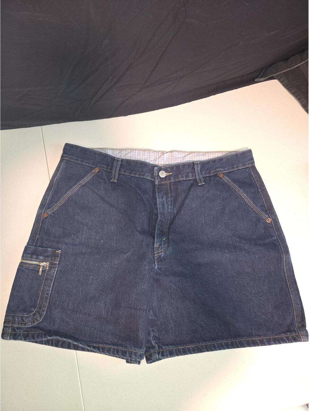 Levi's Vintage Dark Blue Denim Shorts with Zipper Pocket